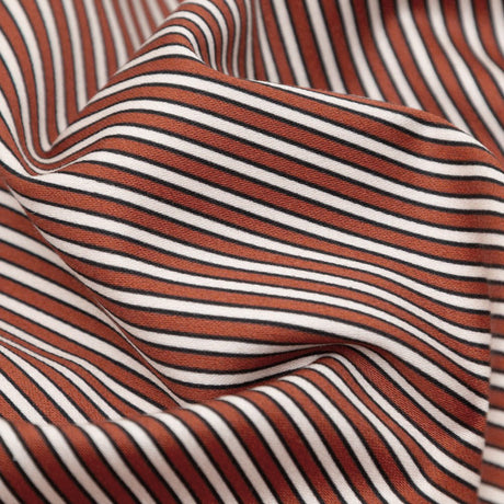 Stretch Cotton Sateen - Red and White Stripes - Evening Draws In Print - Mood Exclusive Kenko Collection