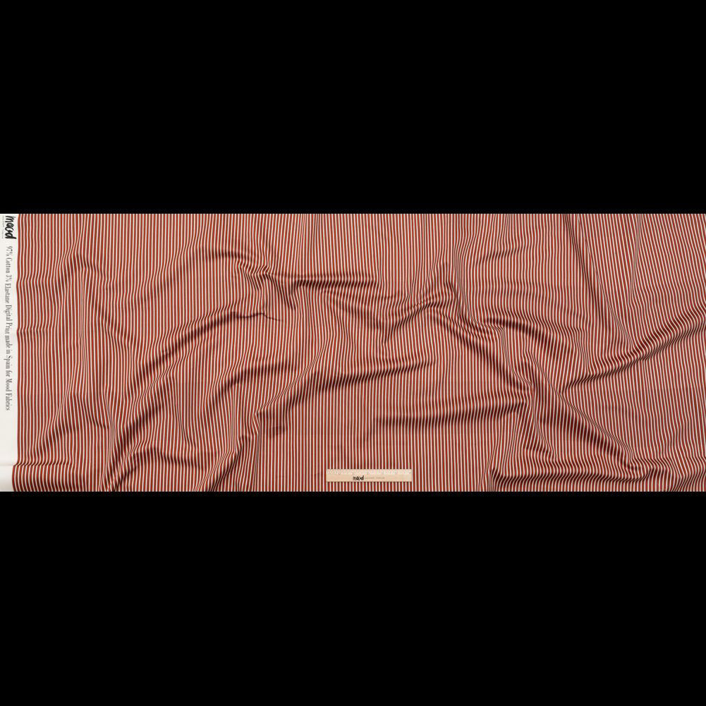 Stretch Cotton Sateen - Red and White Stripes - Evening Draws In Print - Mood Exclusive Kenko Collection