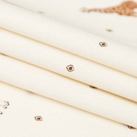 Stretch Cotton Sateen - White Giraffes and Diamonds - Span of Life Print - Mood Exclusive Kenko Collection