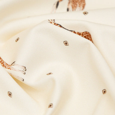 Stretch Cotton Sateen - White Giraffes and Diamonds - Span of Life Print - Mood Exclusive Kenko Collection