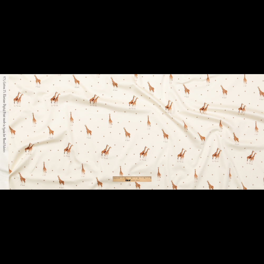 Stretch Cotton Sateen - White Giraffes and Diamonds - Span of Life Print - Mood Exclusive Kenko Collection