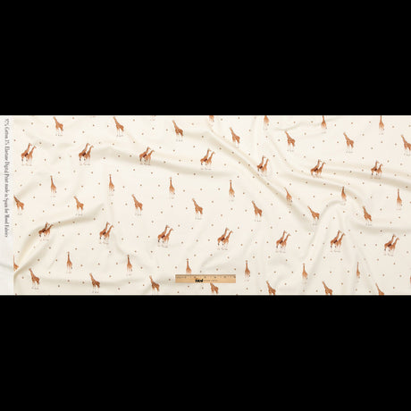 Stretch Cotton Sateen - White Giraffes and Diamonds - Span of Life Print - Mood Exclusive Kenko Collection