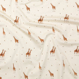 Stretch Cotton Sateen - White Giraffes and Diamonds - Span of Life Print - Mood Exclusive Kenko Collection