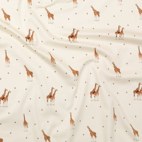 Stretch Cotton Sateen - White Giraffes and Diamonds - Span of Life Print - Mood Exclusive Kenko Collection