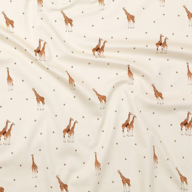 Stretch Cotton Sateen - White Giraffes and Diamonds - Span of Life Print - Mood Exclusive Kenko Collection