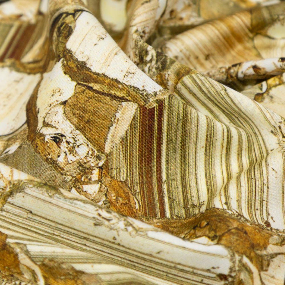 Stretch Cotton Sateen - Gold Rock Fragments - Conversation in Fragments Print - Mood Exclusive Kenko Collection