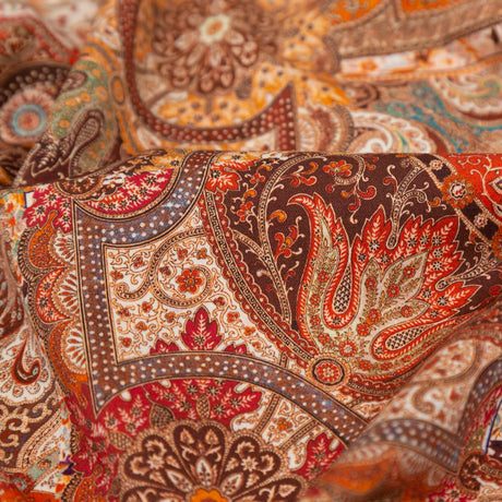 Stretch Cotton Sateen - Orange Patchwork - Gemlike Assemblage Print - Mood Exclusive Kenko Collection