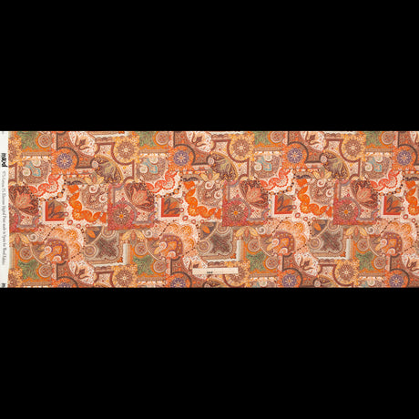 Stretch Cotton Sateen - Orange Patchwork - Gemlike Assemblage Print - Mood Exclusive Kenko Collection