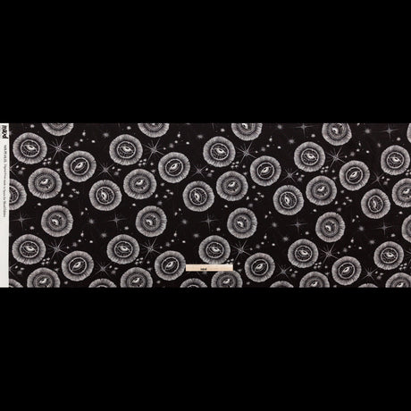 Stretch Polyester Crepe - Black and White Celestial Eyes - Night Side of Nature Print - Mood Exclusive Crow Collection