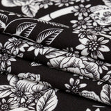 Stretch Polyester Crepe - Black and Star White Roses - Prophetic Dreams Print - Mood Exclusive Crow Collection