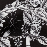 Stretch Polyester Crepe - Black and Star White Roses - Prophetic Dreams Print - Mood Exclusive Crow Collection