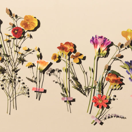Stretch Polyester Crepe Panel - Cream and Rainbow Floral - The Power of Will Print - Mood Exclusive Crow Collection