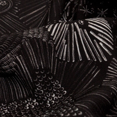 Stretch Polyester Crepe - Black Feathers - Miscellaneous Phenomena Print - Mood Exclusive Crow Collection