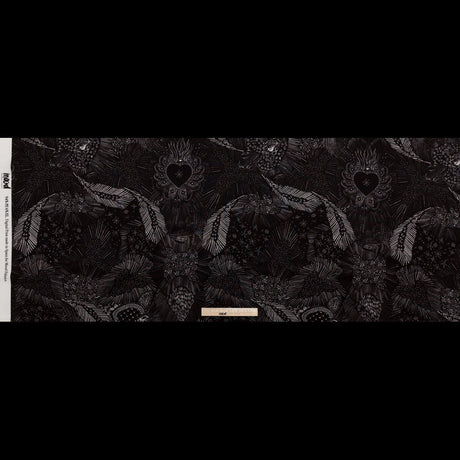 Stretch Polyester Crepe - Black Feathers - Miscellaneous Phenomena Print - Mood Exclusive Crow Collection
