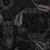 Stretch Polyester Crepe - Black Feathers - Miscellaneous Phenomena Print - Mood Exclusive Crow Collection