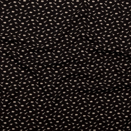 Stretch Polyester Crepe - Black and White Dinosaurs - Allegorical Dreams and Presentiments Print - Mood Exclusive Crow Collection