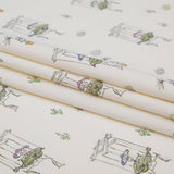Stretch Cotton Sateen - White Skeleton Marionettes - My Friend's Story Print - Mood Exclusive Crow Collection