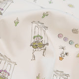 Stretch Cotton Sateen - White Skeleton Marionettes - My Friend's Story Print - Mood Exclusive Crow Collection