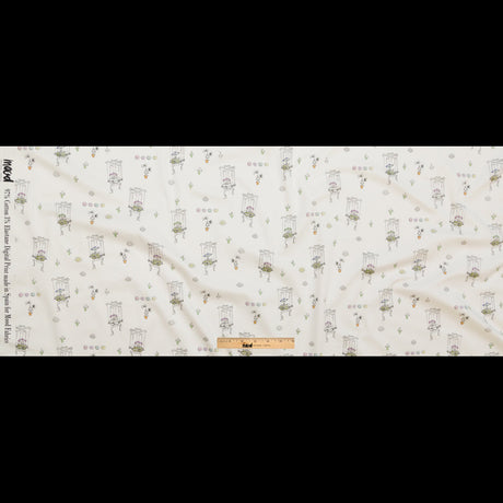 Stretch Cotton Sateen - White Skeleton Marionettes - My Friend's Story Print - Mood Exclusive Crow Collection