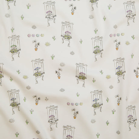 Stretch Cotton Sateen - White Skeleton Marionettes - My Friend's Story Print - Mood Exclusive Crow Collection