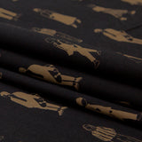 Stretch Cotton Sateen - Black and Beige People - Double Dreaming and Trance Print - Mood Exclusive Crow Collection
