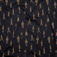 Stretch Cotton Sateen - Black and Beige People - Double Dreaming and Trance Print - Mood Exclusive Crow Collection