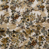 Stretch Cotton Sateen - Beige Flowers and Shadows - Spectral Lights Print - Mood Exclusive Crow Collection