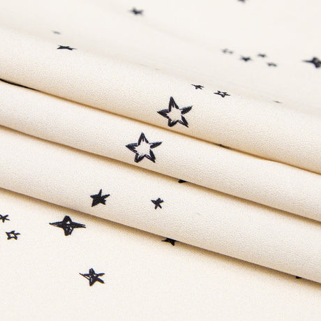 Stretch Cotton Sateen - White Stars and Moons - Garde Chasse Print - Mood Exclusive Crow Collection