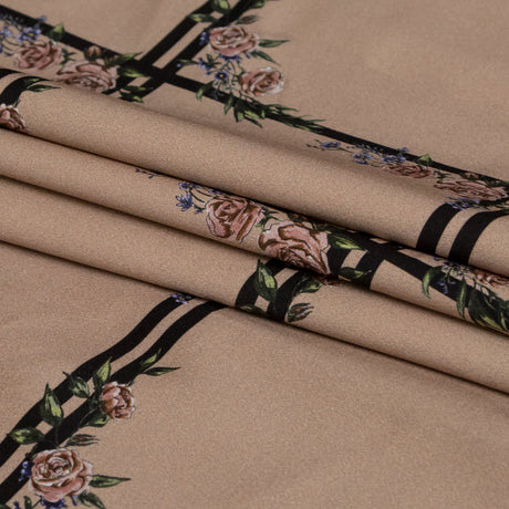 Stretch Cotton Sateen - Fawn Floral Windowpanes - The Prediction Print - Mood Exclusive Crow Collection