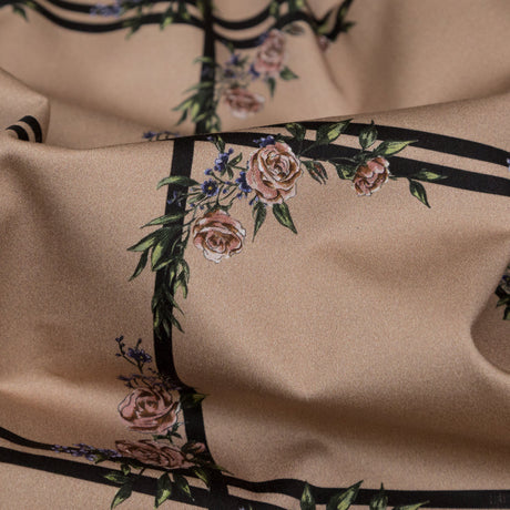 Stretch Cotton Sateen - Fawn Floral Windowpanes - The Prediction Print - Mood Exclusive Crow Collection