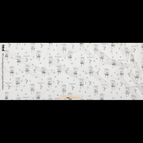 Cotton Voile - White Skeleton Marionettes - My Friend's Story Print - Mood Exclusive Crow Collection