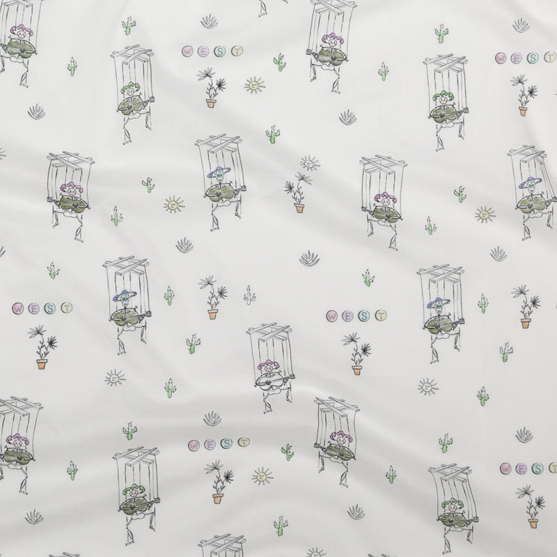 Cotton Voile - White Skeleton Marionettes - My Friend's Story Print - Mood Exclusive Crow Collection