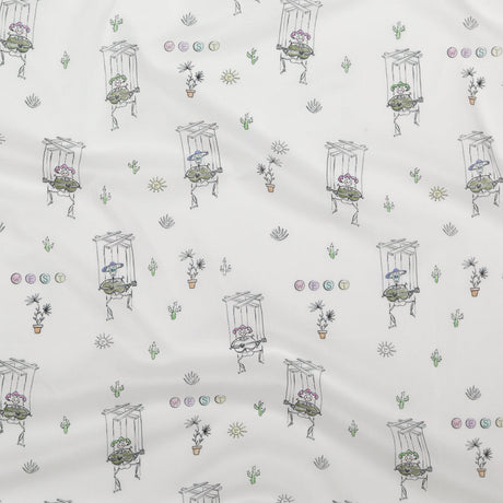 Cotton Voile - White Skeleton Marionettes - My Friend's Story Print - Mood Exclusive Crow Collection
