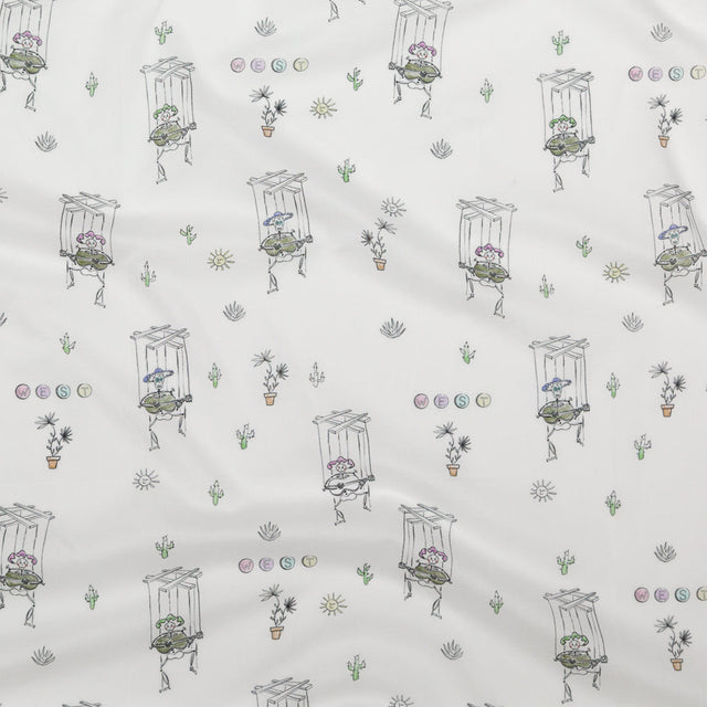 Cotton Voile - White Skeleton Marionettes - My Friend's Story Print - Mood Exclusive Crow Collection