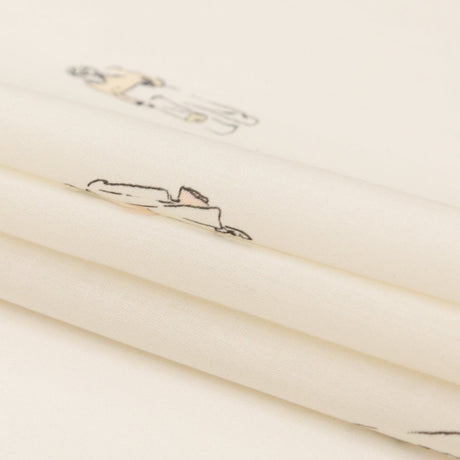 Cotton Voile - White Little Figures - Waking and Sleeping Print - Mood Exclusive Crow Collection