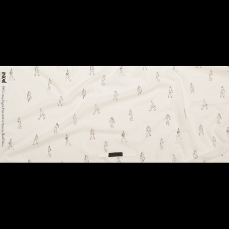 Cotton Voile - White Little Figures - Waking and Sleeping Print - Mood Exclusive Crow Collection