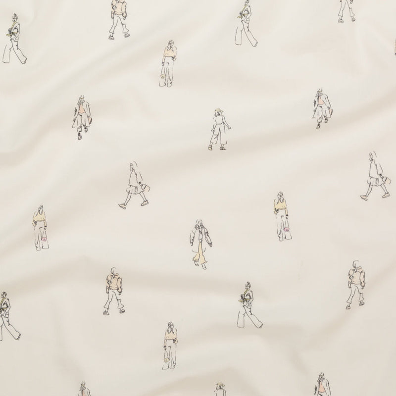 Cotton Voile - White Little Figures - Waking and Sleeping Print - Mood Exclusive Crow Collection