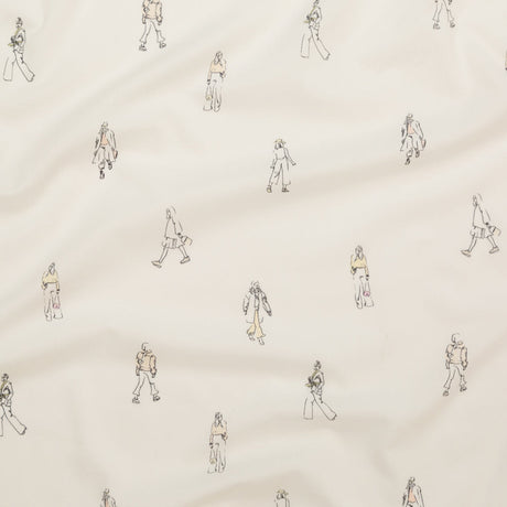 Cotton Voile - White Little Figures - Waking and Sleeping Print - Mood Exclusive Crow Collection