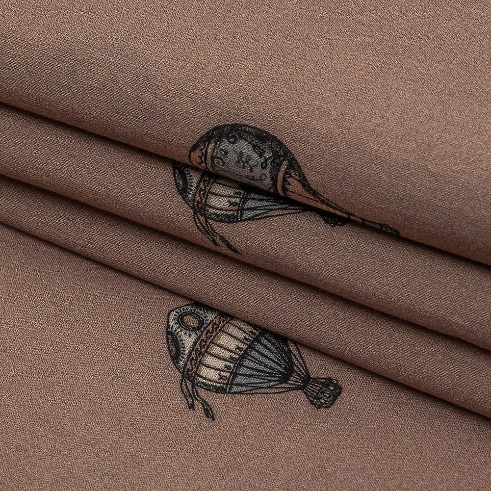 Cotton Voile - Taupe Hot Air Balloons - The Appointment Kept Print - Mood Exclusive Crow Collection