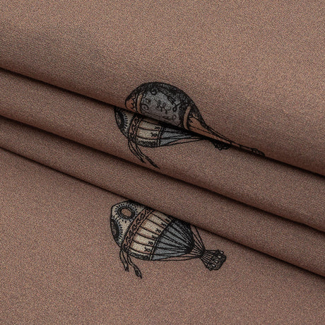 Cotton Voile - Taupe Hot Air Balloons - The Appointment Kept Print - Mood Exclusive Crow Collection