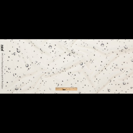 Cotton Voile - White Stars and Moons - Garde Chasse Print - Mood Exclusive Crow Collection