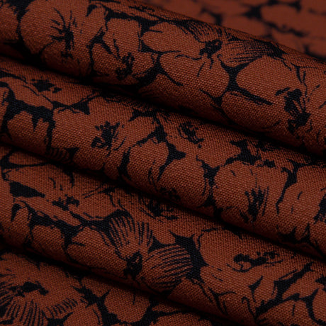 Stretch Polyester Crepe - Rust Floral - Poppy Paradise Print - Mood Exclusive Serengeti Collection