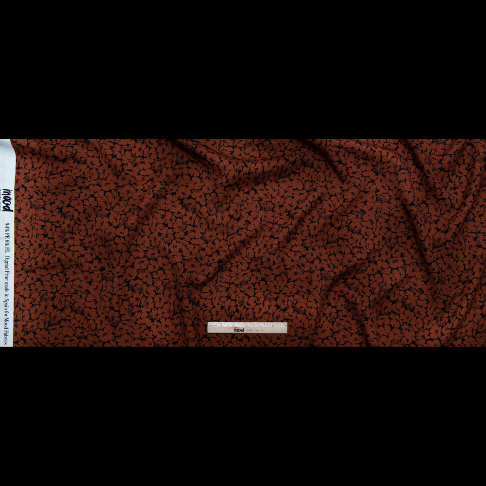 Stretch Polyester Crepe - Rust Floral - Poppy Paradise Print - Mood Exclusive Serengeti Collection