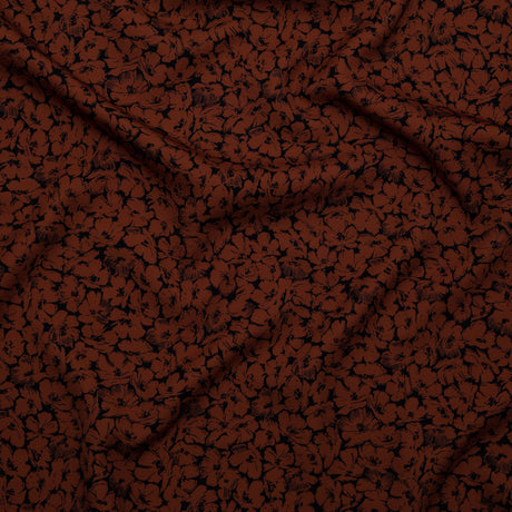 Stretch Polyester Crepe - Rust Floral - Poppy Paradise Print - Mood Exclusive Serengeti Collection