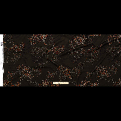 Stretch Polyester Crepe - Brown and Red Trees - Gloomy Garden Print - Mood Exclusive Serengeti Collection