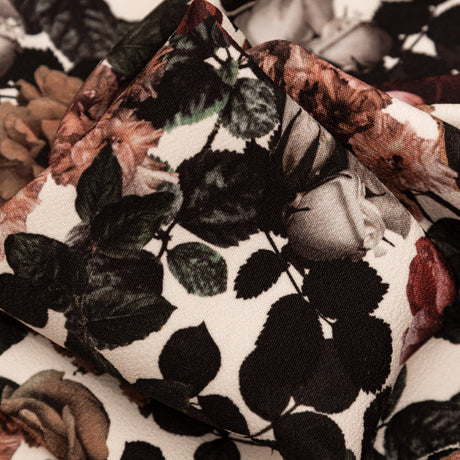 Stretch Polyester Crepe - White and Green Floral - Ethereal Verdure Print - Mood Exclusive Serengeti Collection