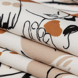Stretch Polyester Crepe - White Figure Lines - Contoured Personage Print - Mood Exclusive Serengeti Collection