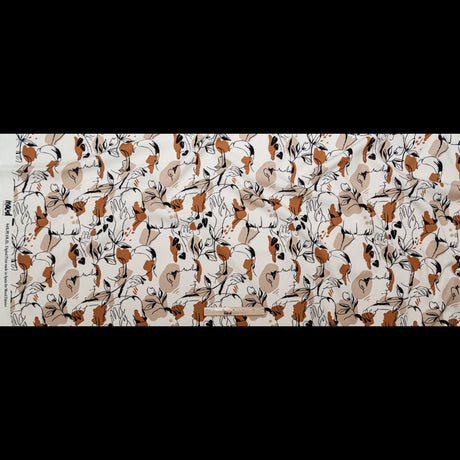 Stretch Polyester Crepe - White Figure Lines - Contoured Personage Print - Mood Exclusive Serengeti Collection