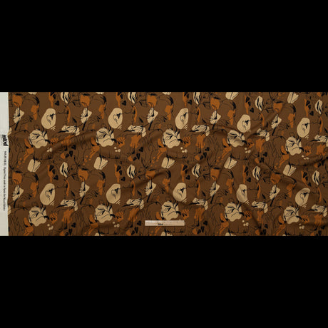 Stretch Polyester Crepe - Brown Figure Lines - Contoured Personage Print - Mood Exclusive Serengeti Collection