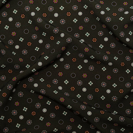 Stretch Polyester Crepe - Olive Green LIttle Medallions - Emblematic Medallions Print - Mood Exclusive Serengeti Collection